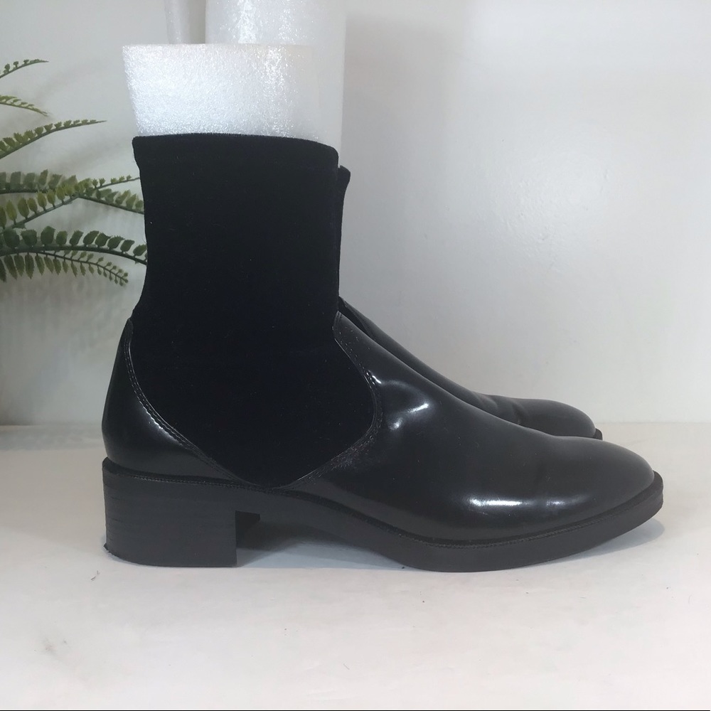 Zara Basics Collection Contrast Blk Patent Velvet… - image 4